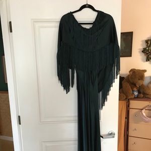 Gabriela Hearst long dress with fringe shawl